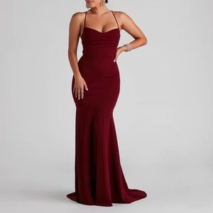 Floor Length Crepe Mermaid Dress